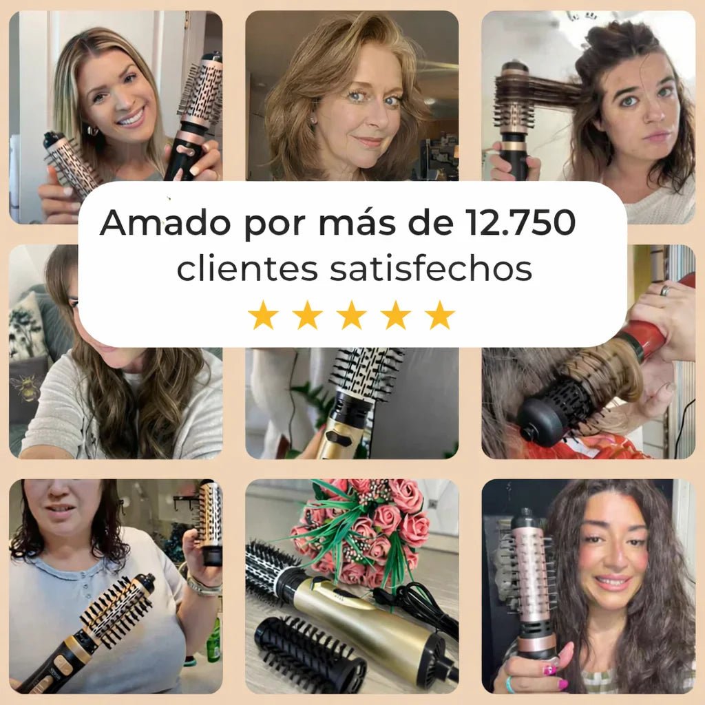 Cepillo giratorio 360° - seca, alisa y da volumen en un solo paso.